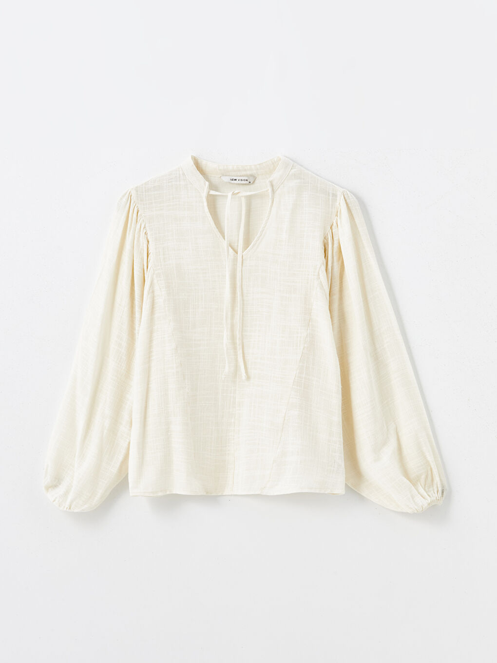Tie Neck Oversize Poplin Women's Blouse -W4G577Z8-FEW