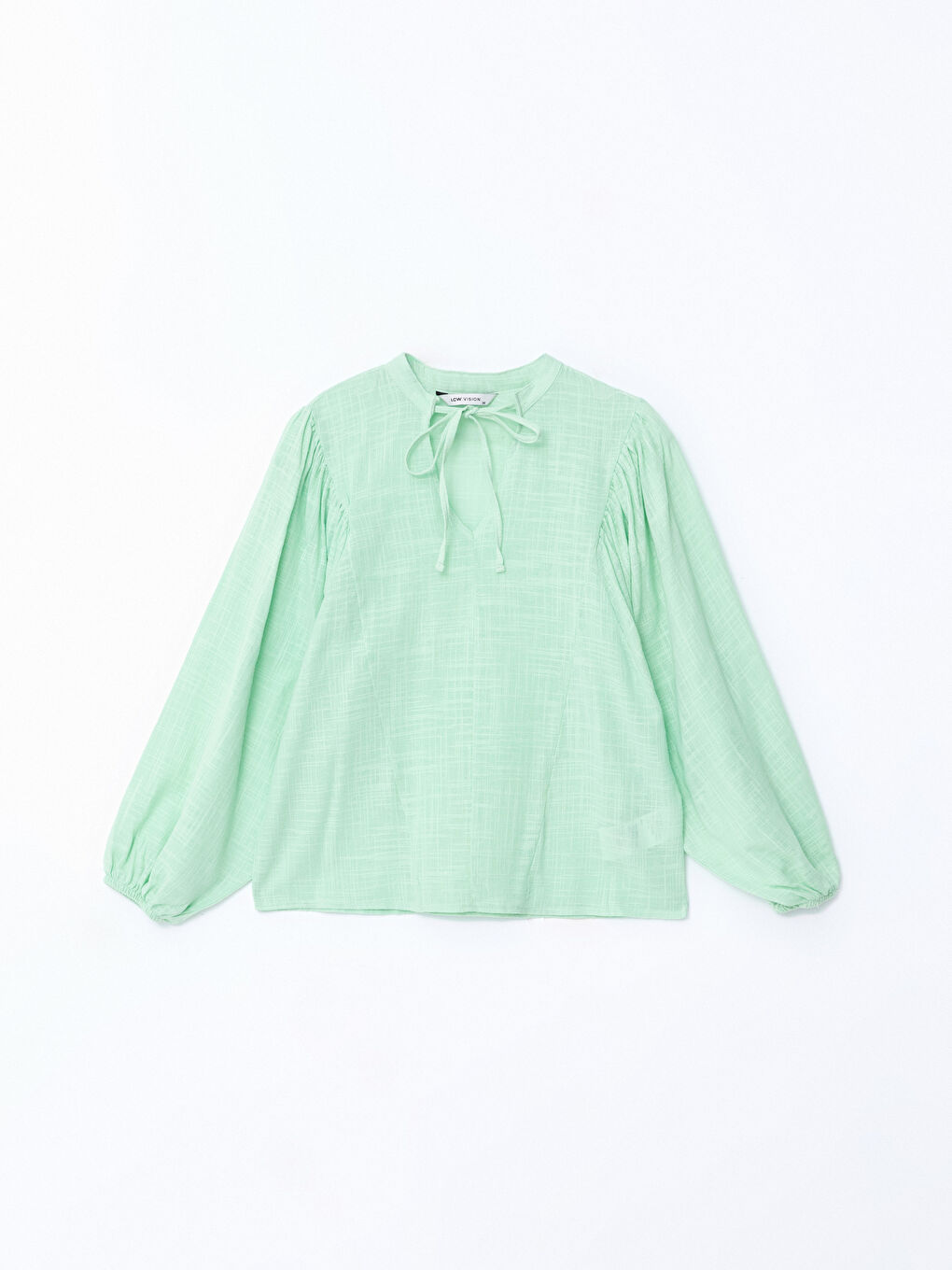 Tie Neck Oversize Poplin Women's Blouse-4
