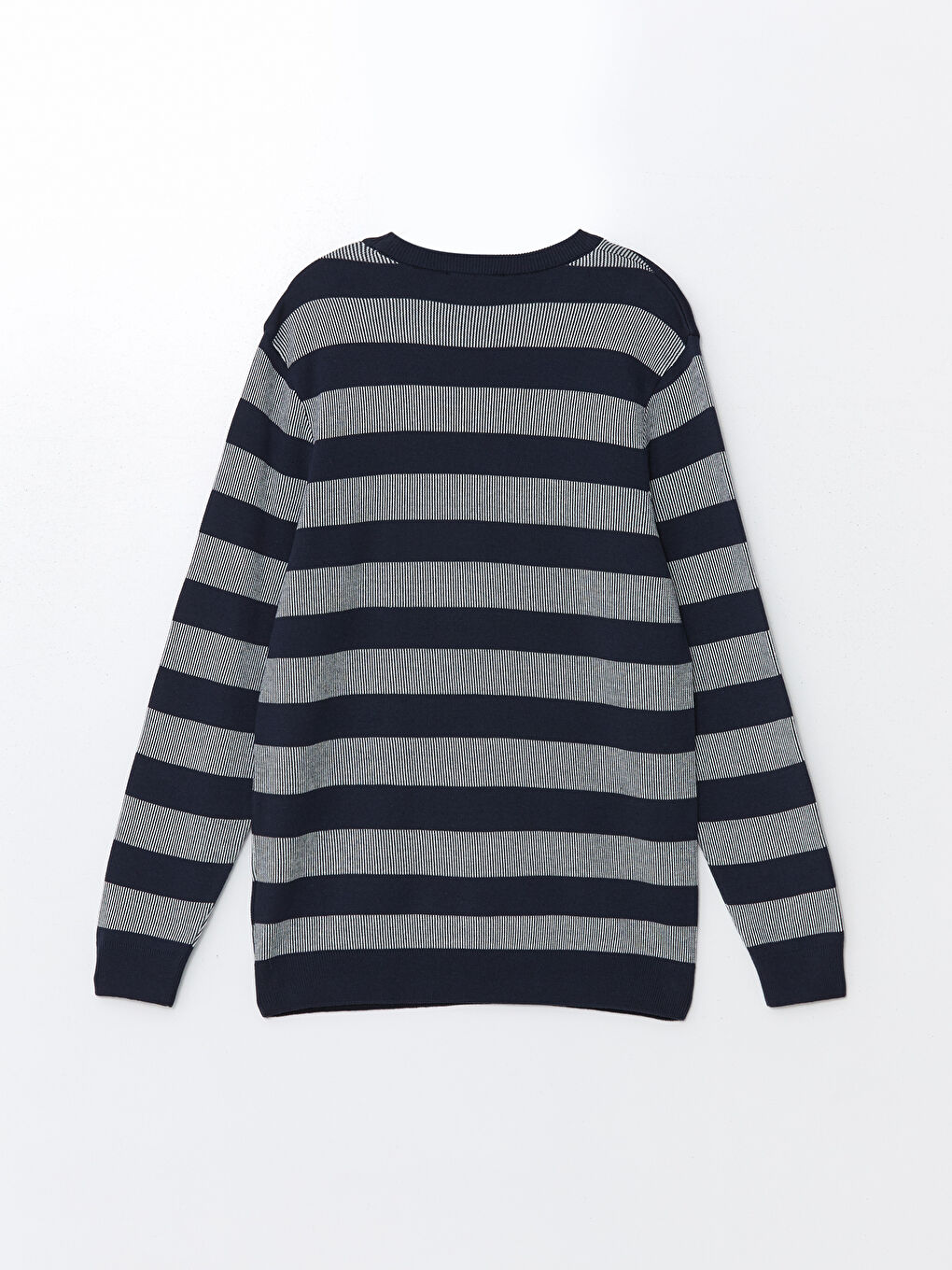 Lacivert Bisiklet Yaka Çizgili Erkek Triko Kazak-13