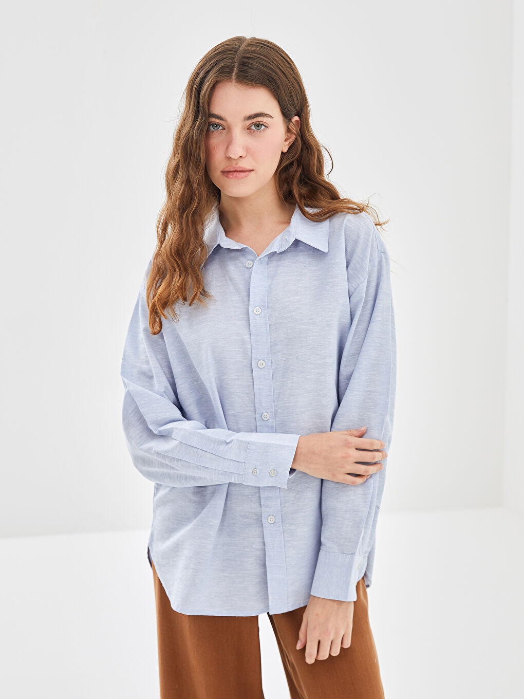 Linen Blend Oversize Women's Shirt
