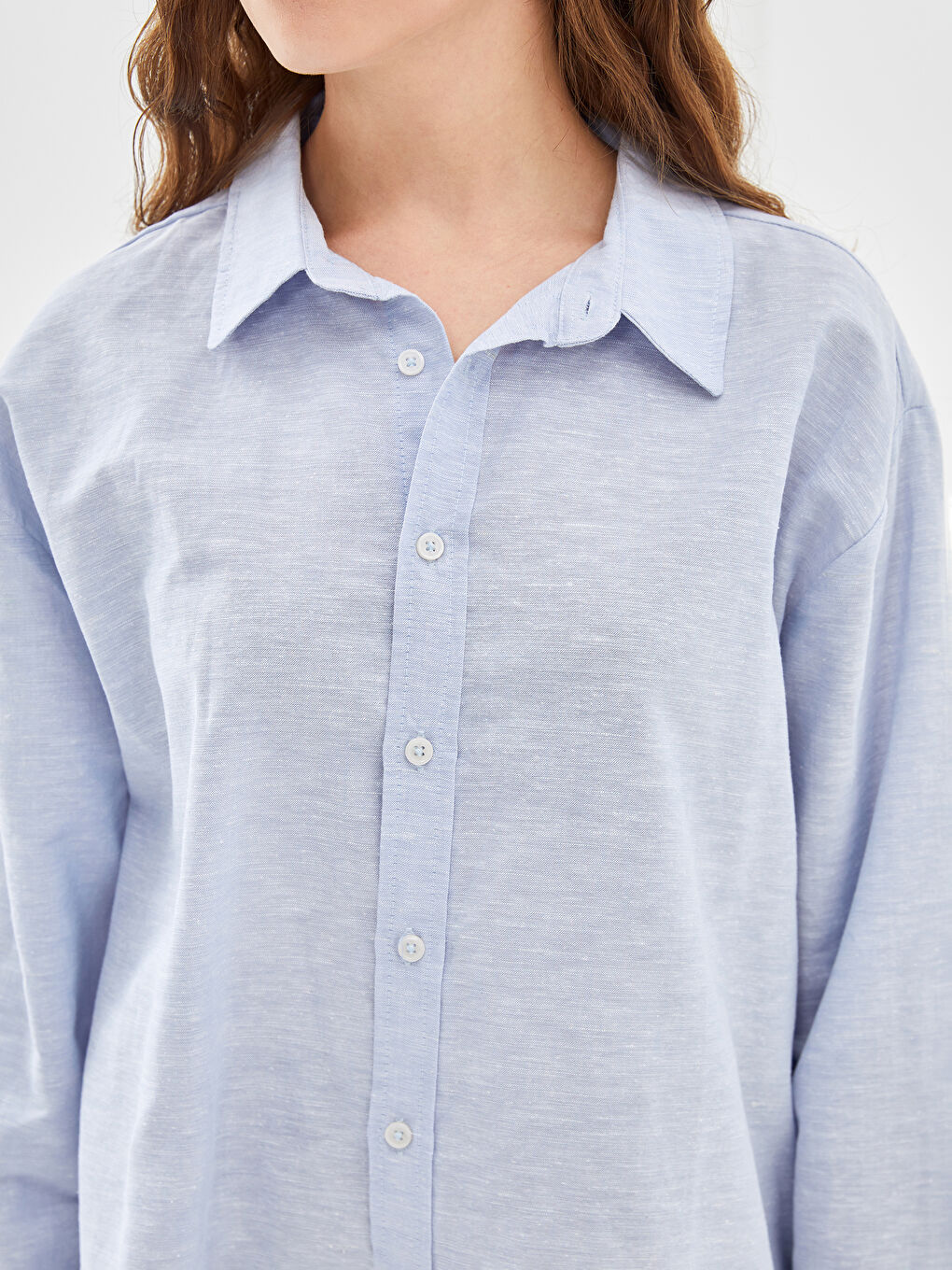 Linen Blend Oversize Women's Shirt-2