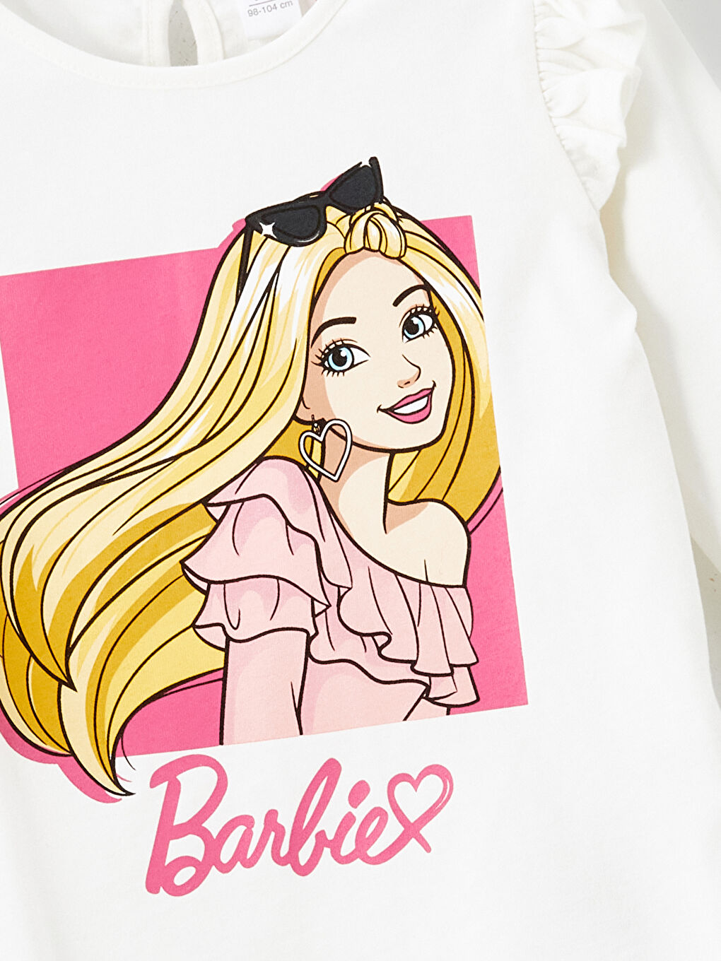 LCW Kids Ekru Bisiklet Yaka Barbie Baskılı Kız Çocuk Bluz ve Tayt 2'li Takım - 2