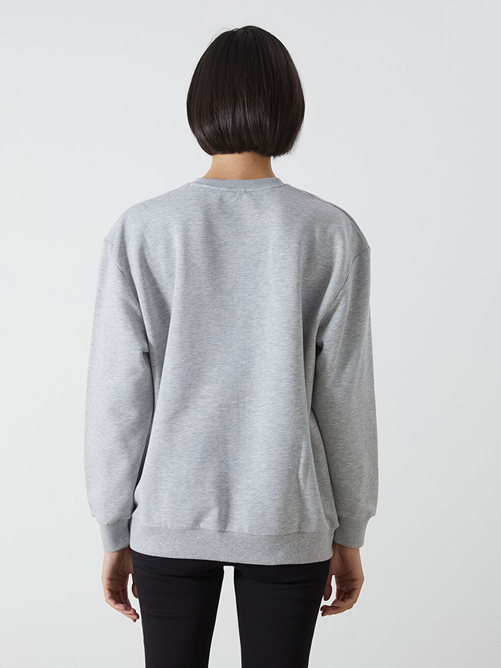 Crew Neck Printed Oversize Women's Thick Sweatshirt-3