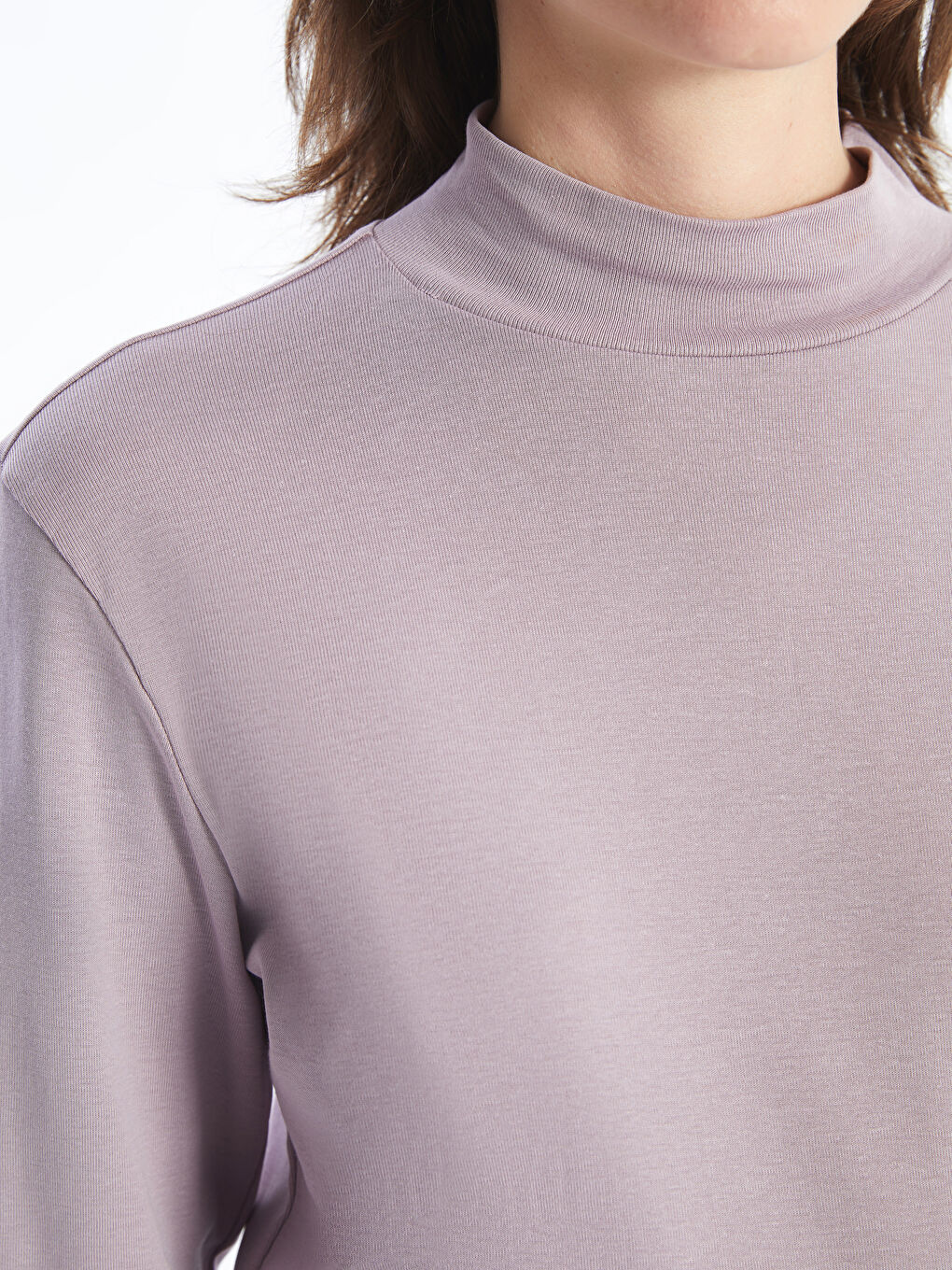 Half Turtleneck Long Sleeve Women's T-Shirt-2