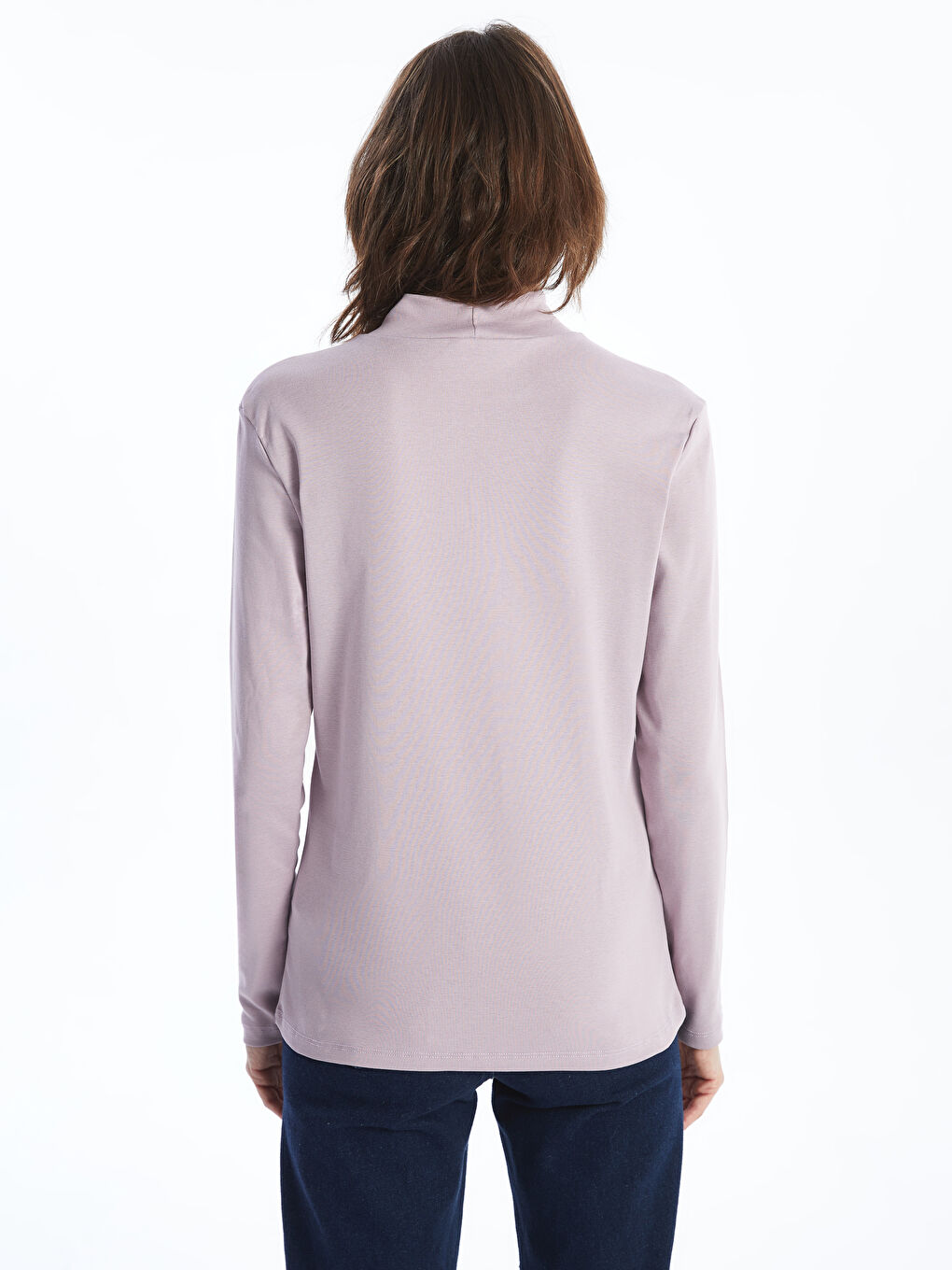 Half Turtleneck Long Sleeve Women's T-Shirt-3