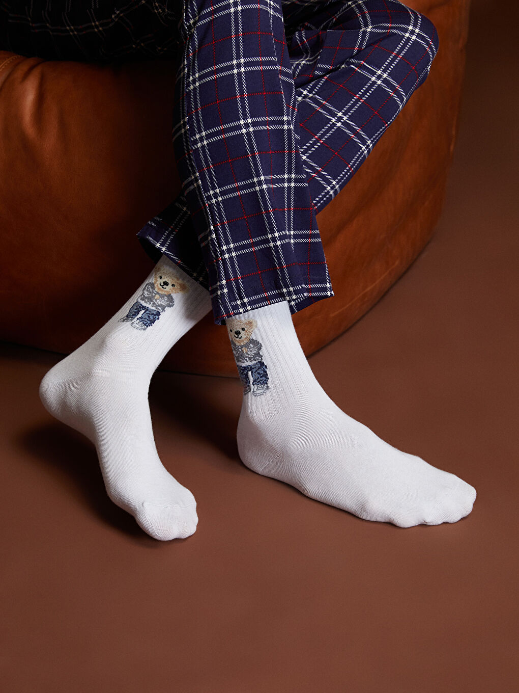 Karışık Ayı Teddy Baskılı Erkek Soket Çorap 5'li-1