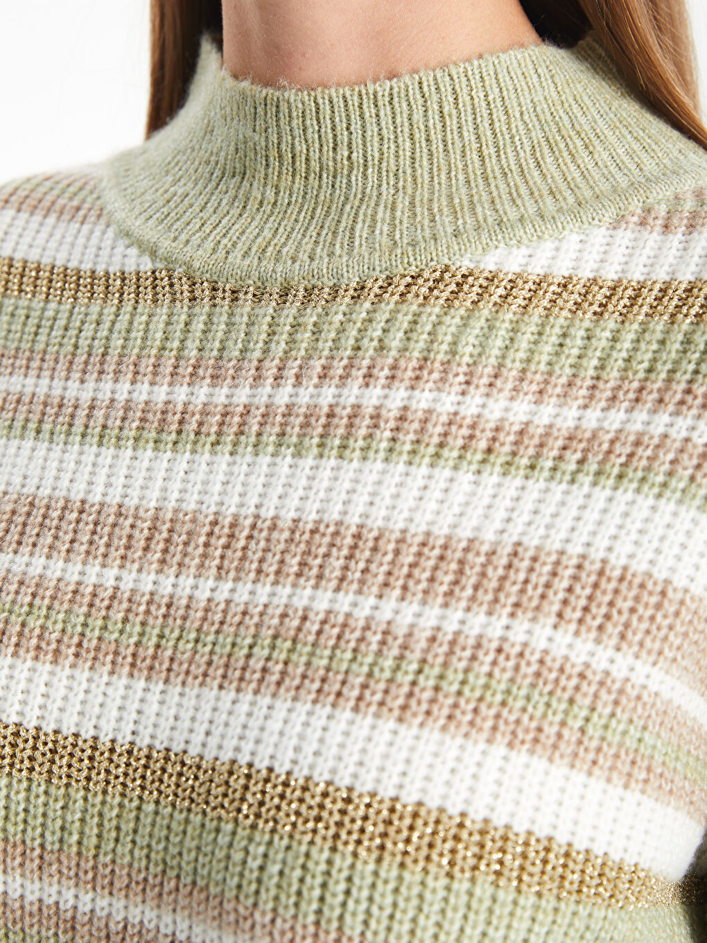 LCWAIKIKI Classic Half Turtleneck Color Block Women's Knitwear Sweater -W4G650Z8-PVH