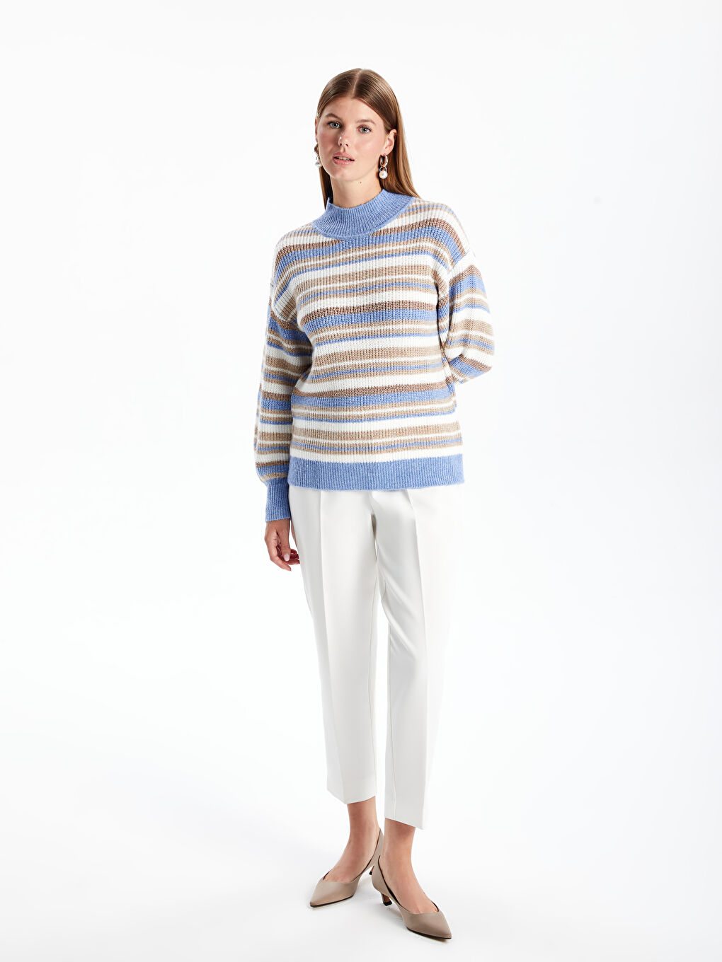 LCWAIKIKI Classic Half Turtleneck Color Block Women's Knitwear Sweater -W4G650Z8-V1N