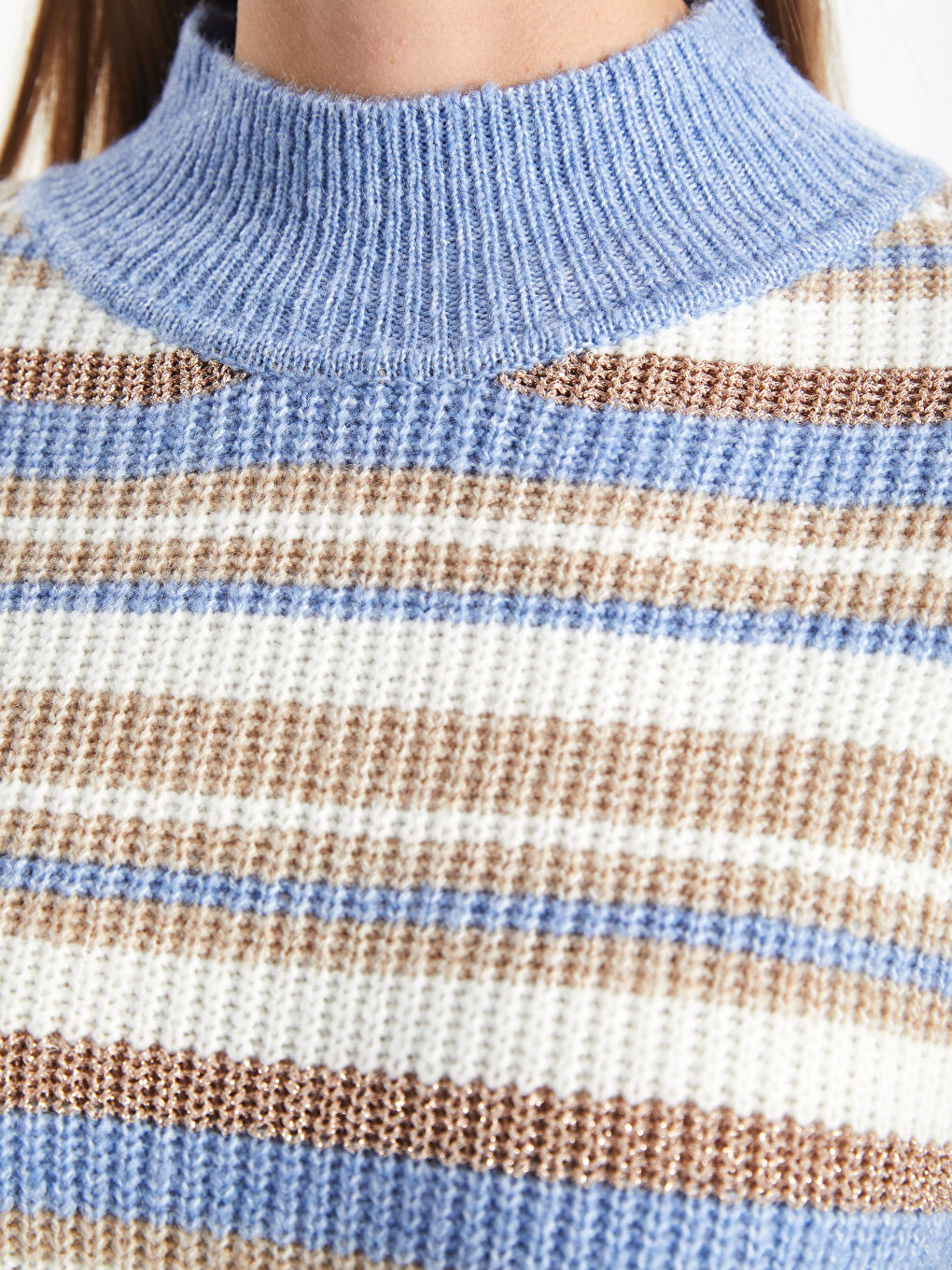 LCWAIKIKI Classic Half Turtleneck Color Block Women's Knitwear Sweater -W4G650Z8-V1N