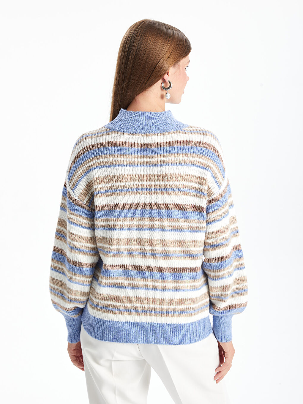LCWAIKIKI Classic Half Turtleneck Color Block Women's Knitwear Sweater -W4G650Z8-V1N