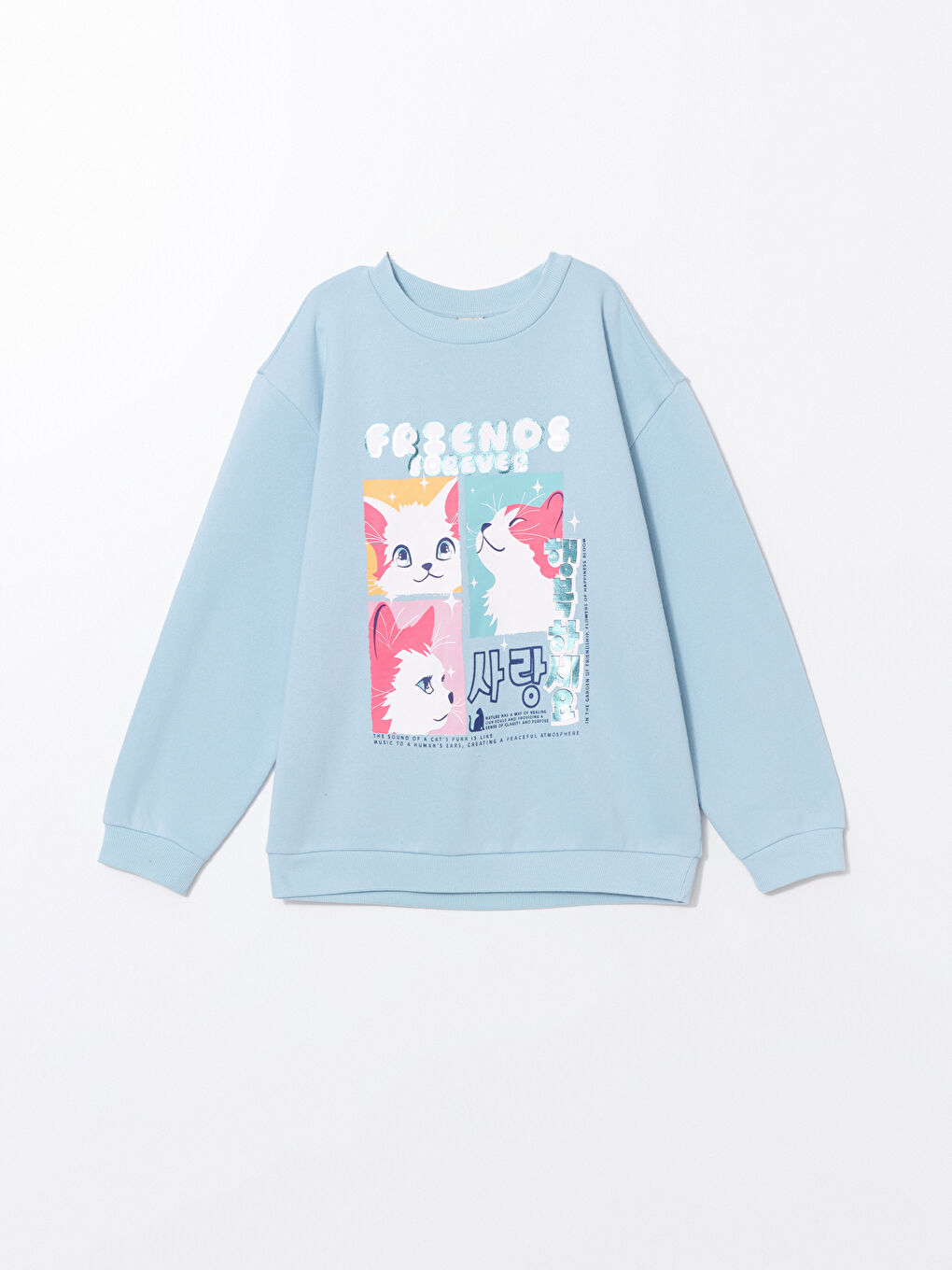 LCW Kids Crew Neck Girl's Thick Sweatshirt -W4G675Z4-FMR