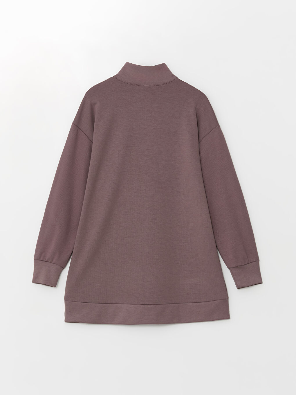 LCW Modest Mat Mürdüm Dik Yaka Oversize Kadın Sweatshirt Tunik - 2