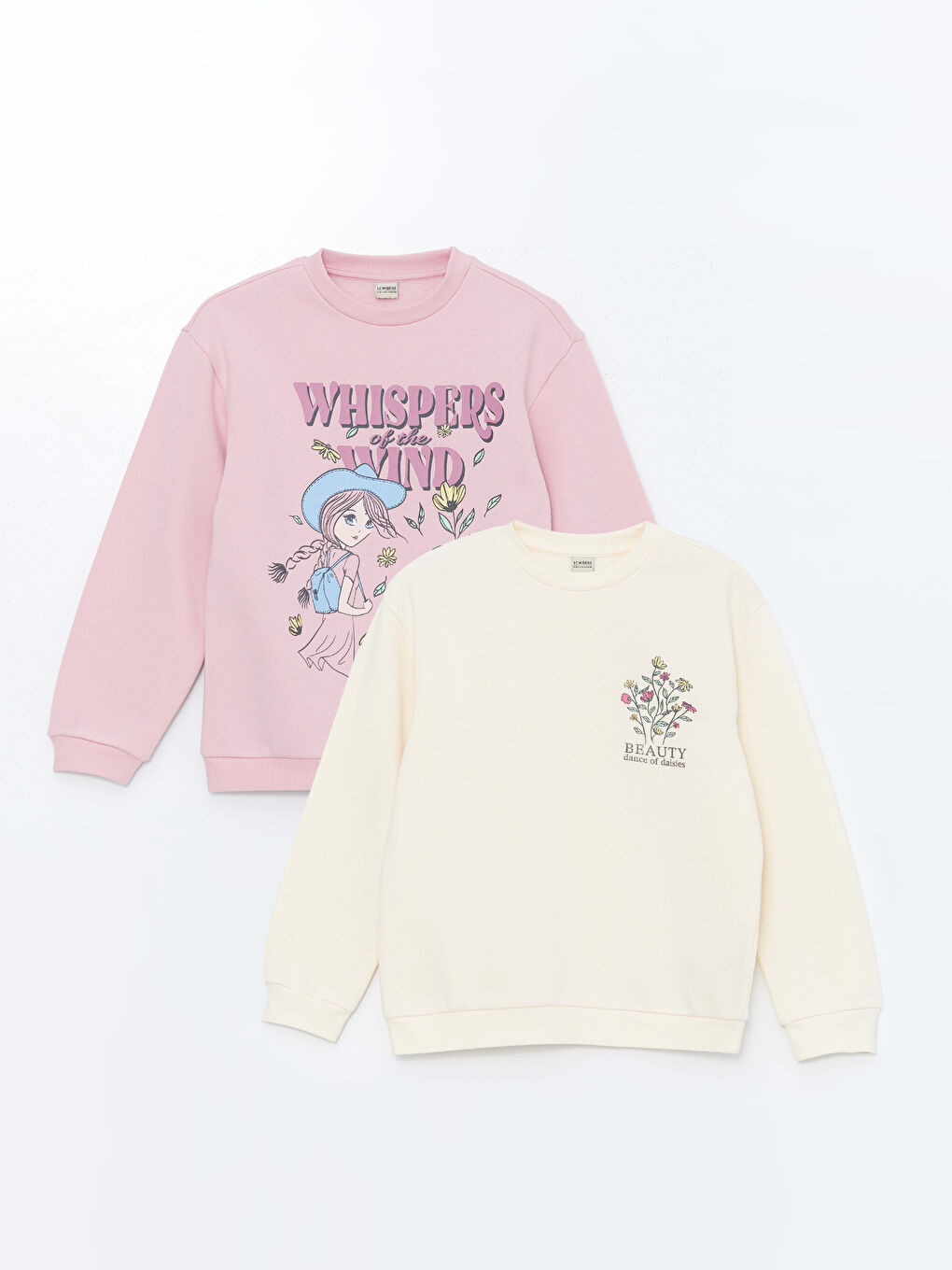 LCW Kids Crew Neck Girls' Sweatshirt 2 Pack -W4G707Z4-G0U