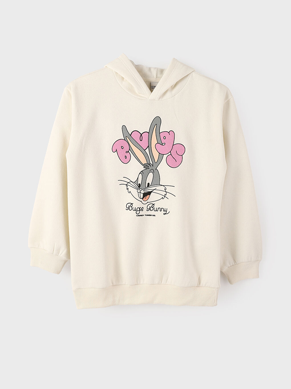 Hooded Bugs Bunny Printed Long Sleeve Girls' Sweatshirt