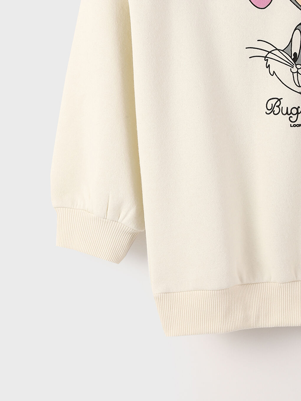 Hooded Bugs Bunny Printed Long Sleeve Girls' Sweatshirt-2