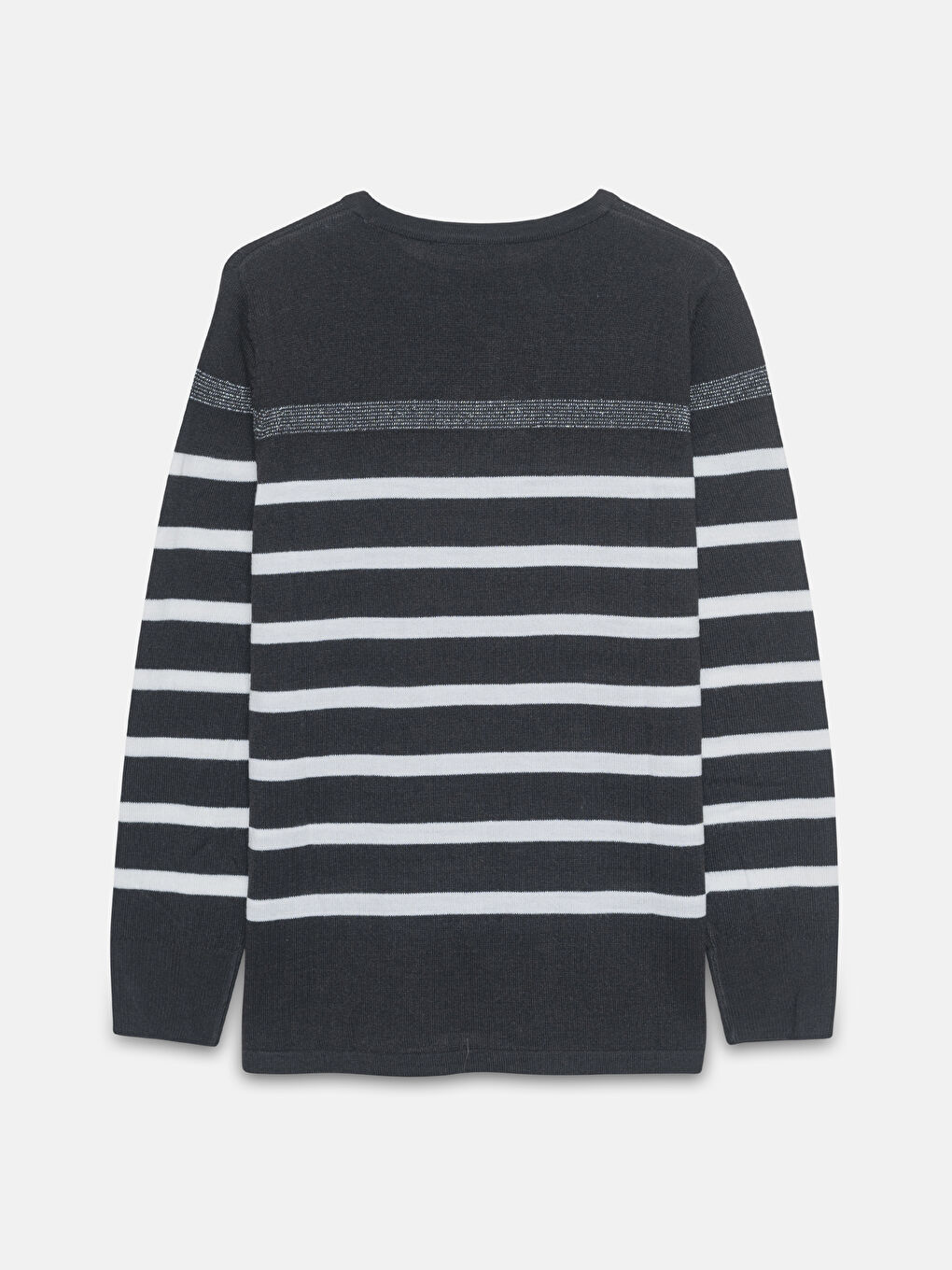 Свитер из трикотажа с круглым вырезом в полоску для женщин-5