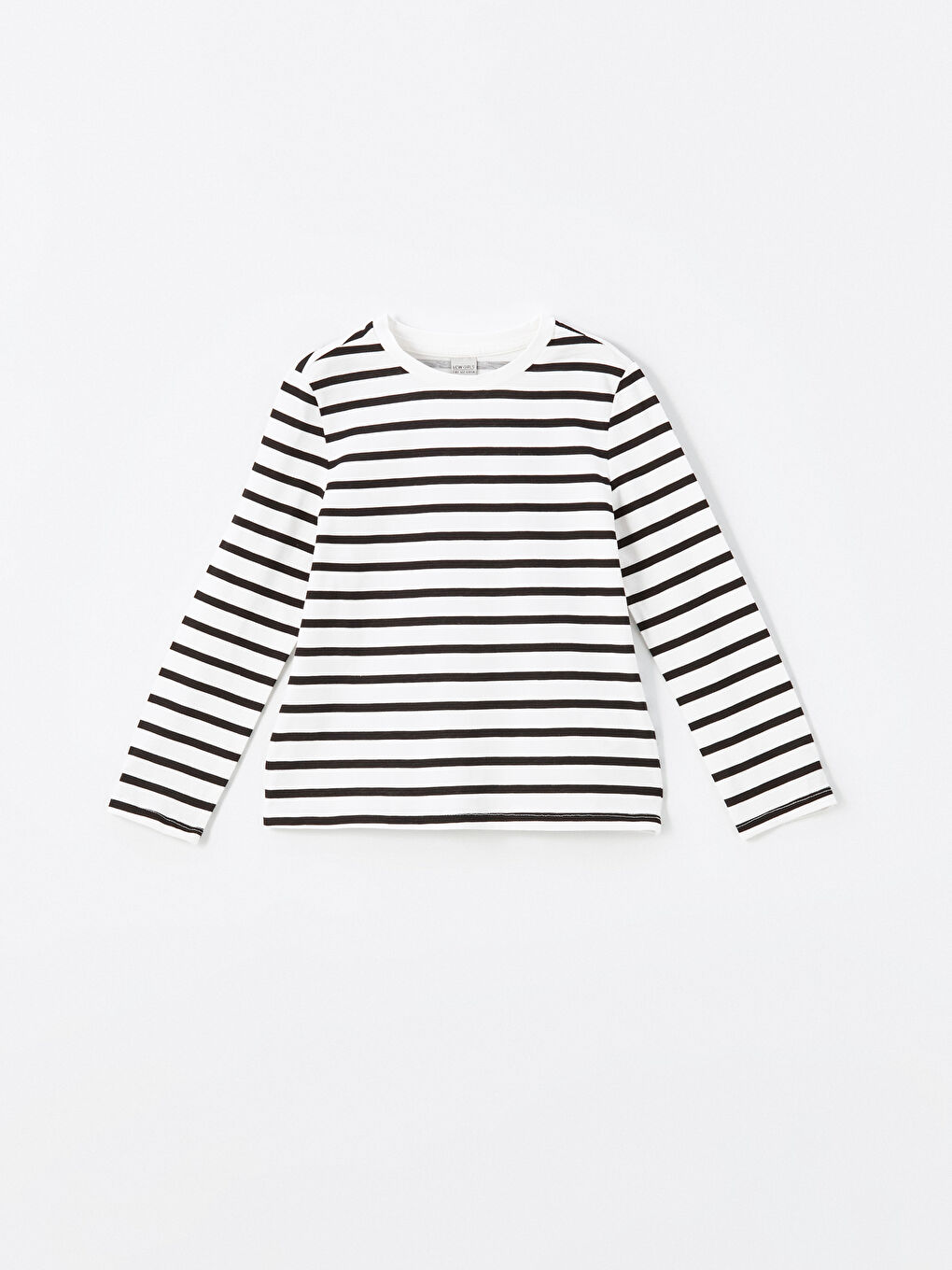 Siyah Bisiklet Yaka Çizgili Kız Çocuk Tişört