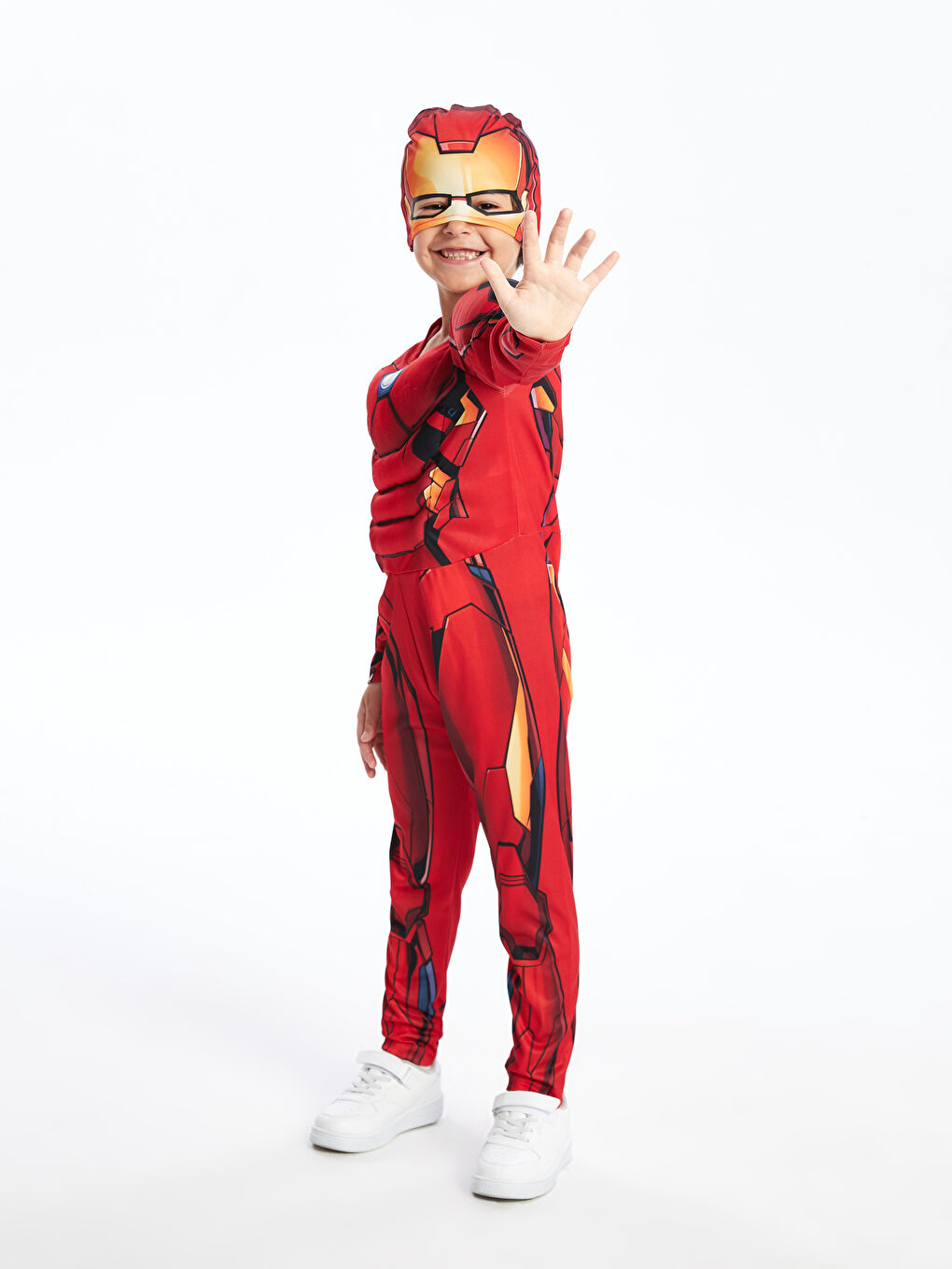 LCW Kids Kırmızı Baskılı Iron Man Baskılı Maskeli Erkek Çocuk Kostüm