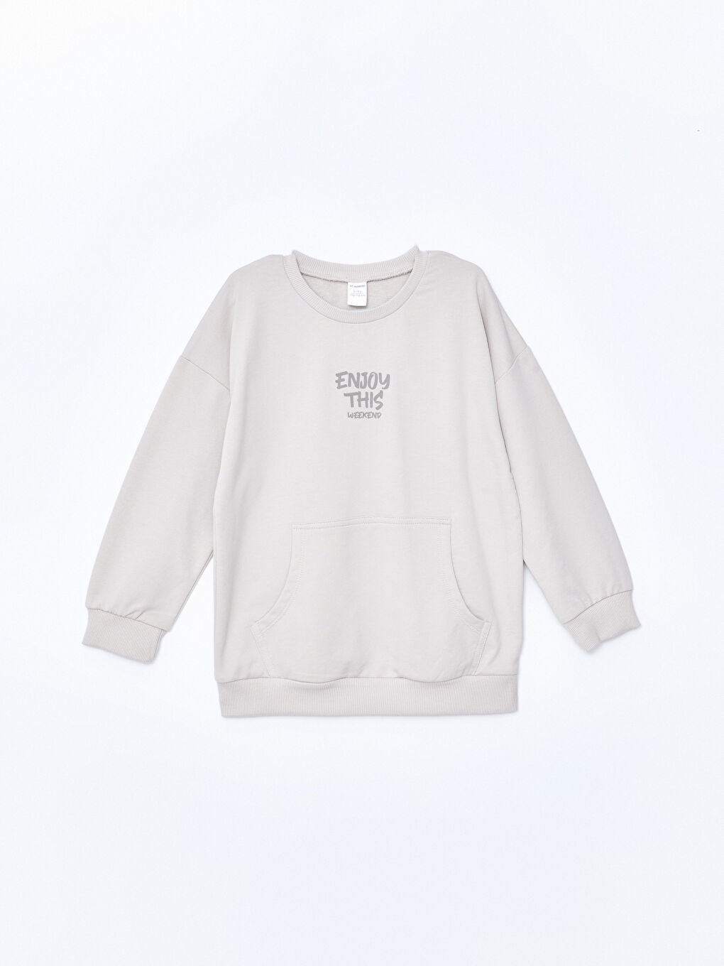 Gri Bisiklet Yaka Uzun Kollu Baskılı Erkek Çocuk Sweatshirt