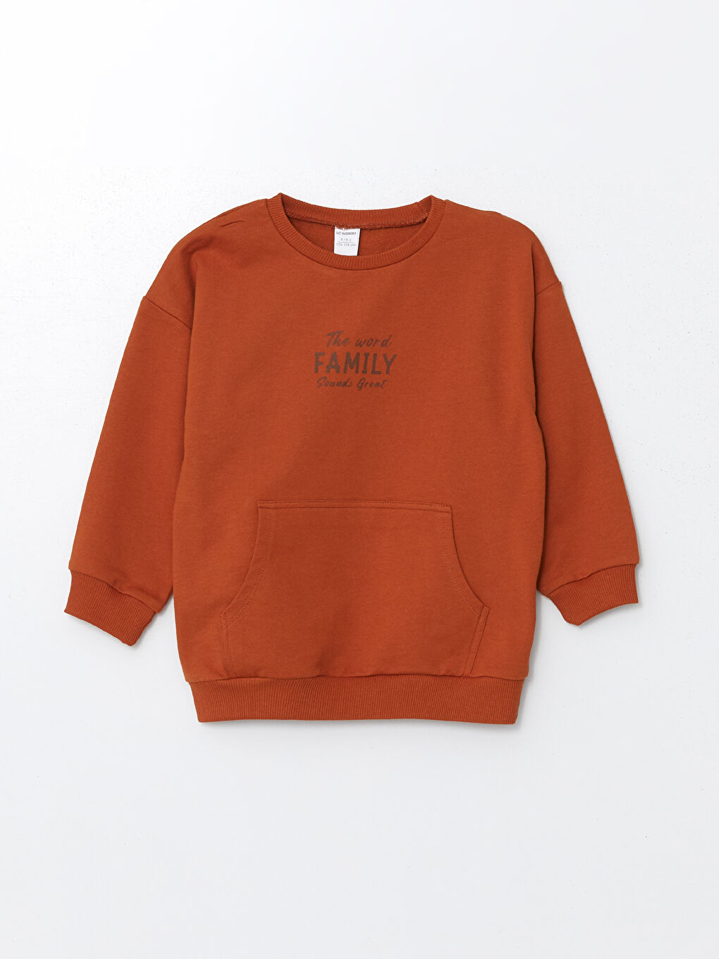 LCW Kids Yanık Turuncu Bisiklet Yaka Uzun Kollu Baskılı Erkek Çocuk Sweatshirt