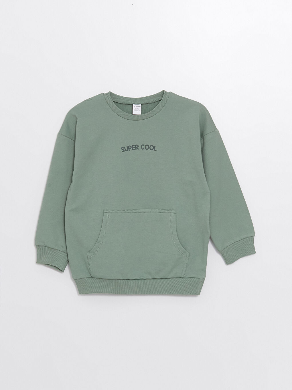 LCW Kids Mat Yeşil Bisiklet Yaka Uzun Kollu Baskılı Erkek Çocuk Sweatshirt