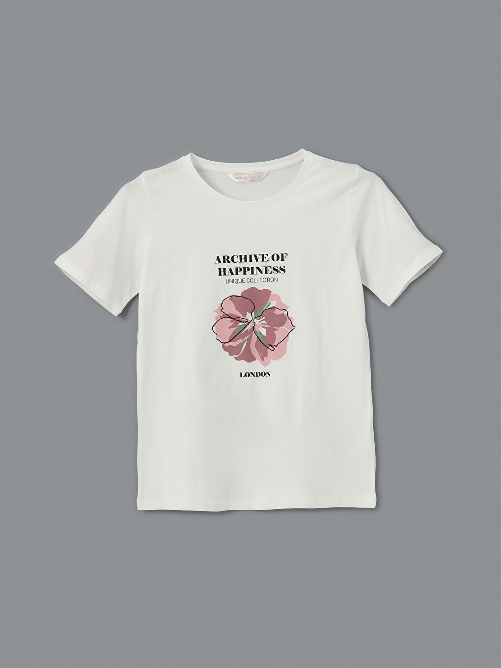 Ekru Bisiklet Yaka Baskılı Kadın Pijama Üstü