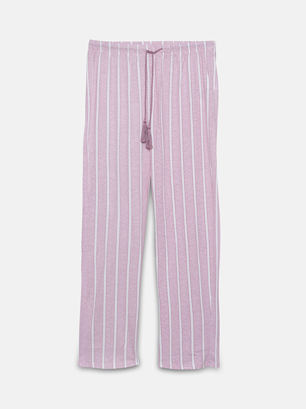 Pembe Beli Lastikli Çizgili Kadın Pijama Altı