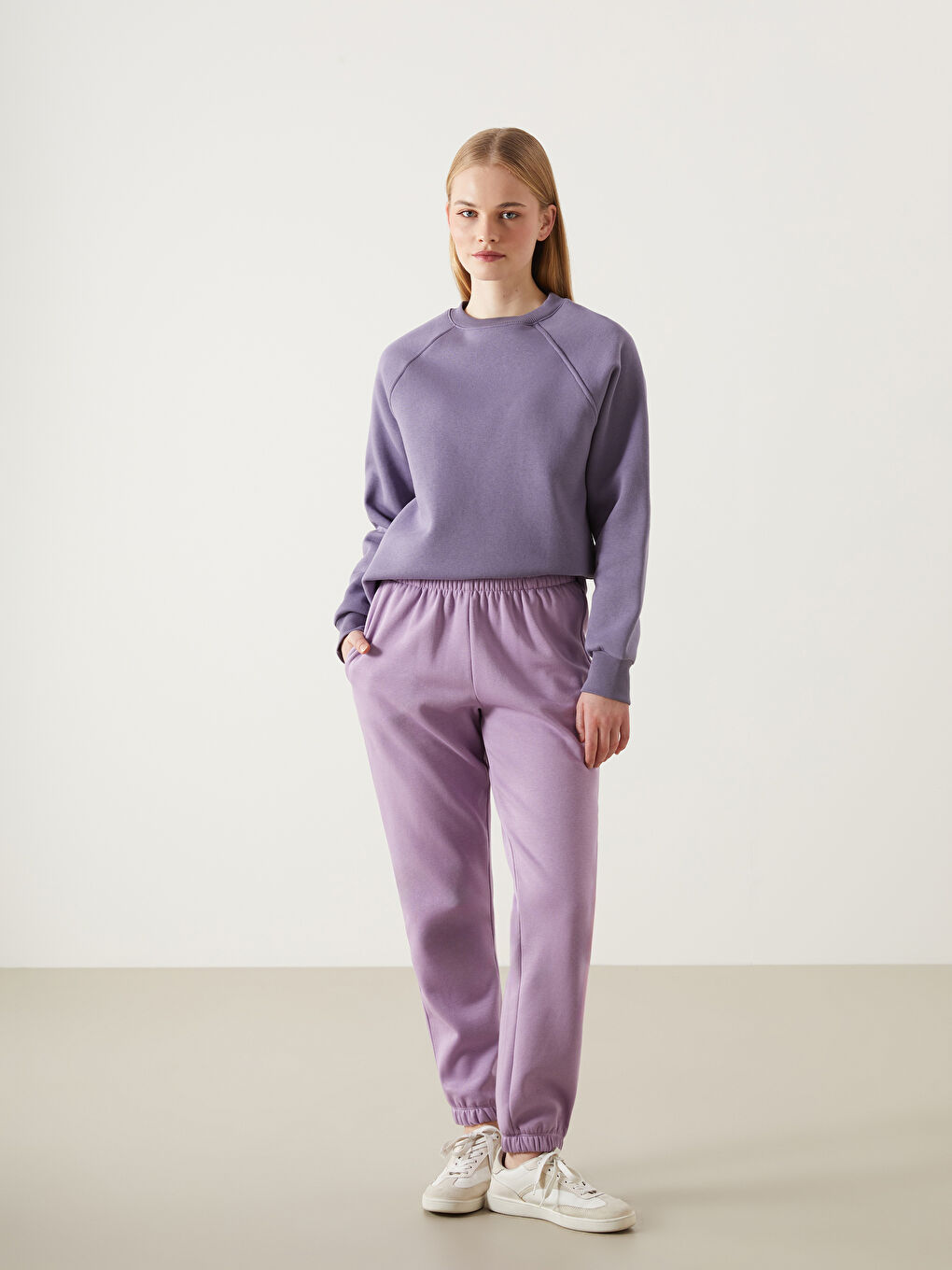 Elasticated Waist Women's Thick Jogger Sweatpants -W4GC12Z8-GSM