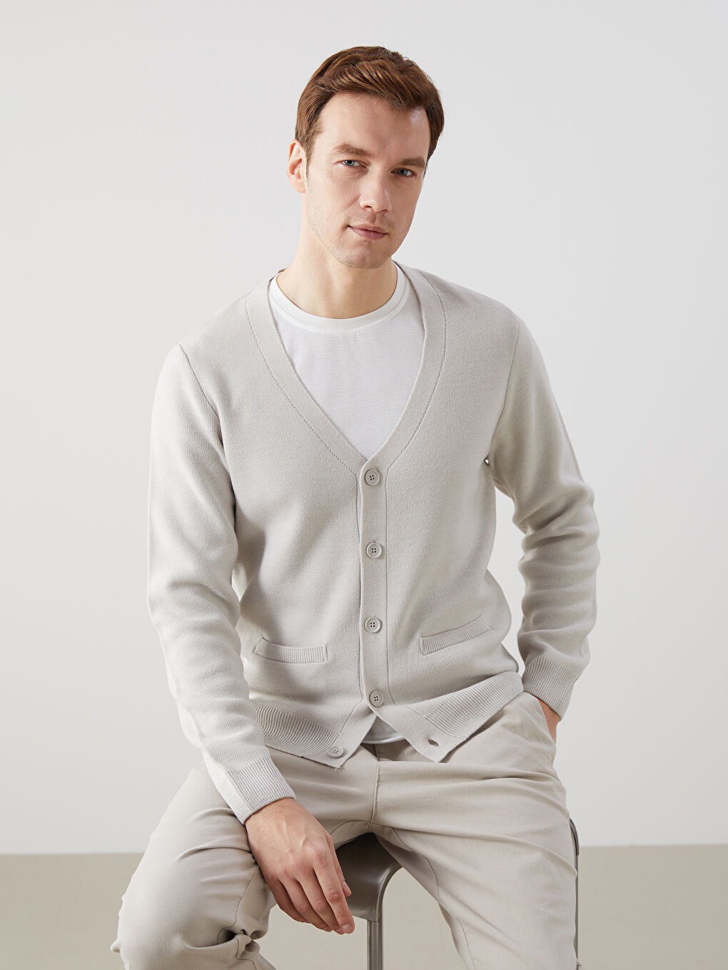 Standardni kroj V izrez Muški trikotažni kardigan