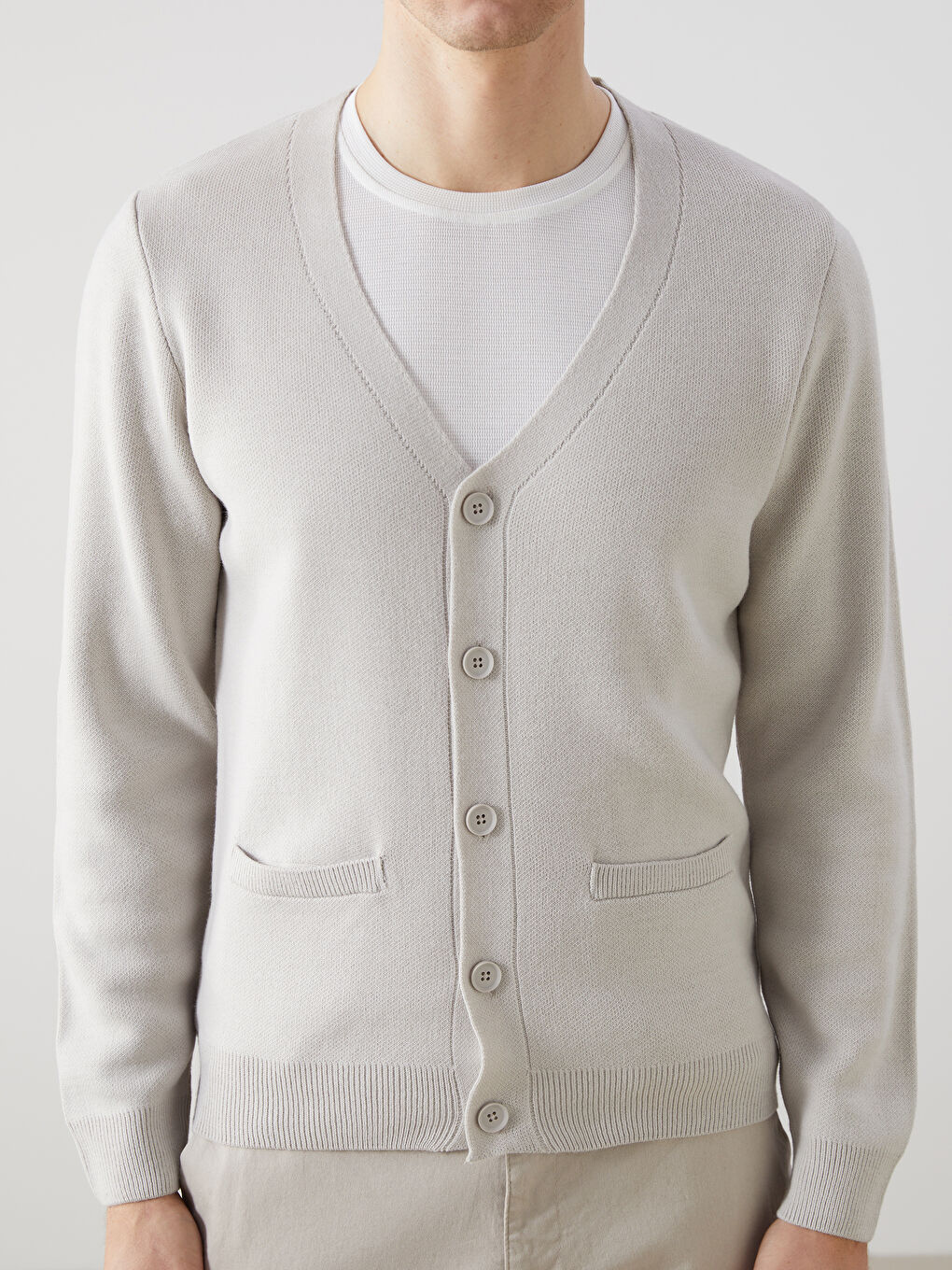 Standardni kroj V izrez Muški trikotažni kardigan-2