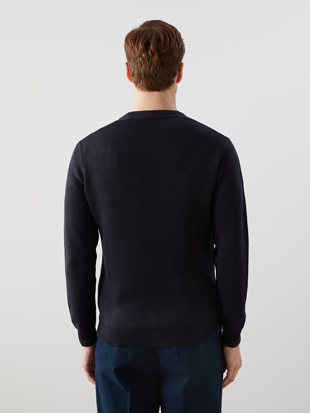 Lacivert Standart Kalıp V Yaka Erkek Triko Hırka-3