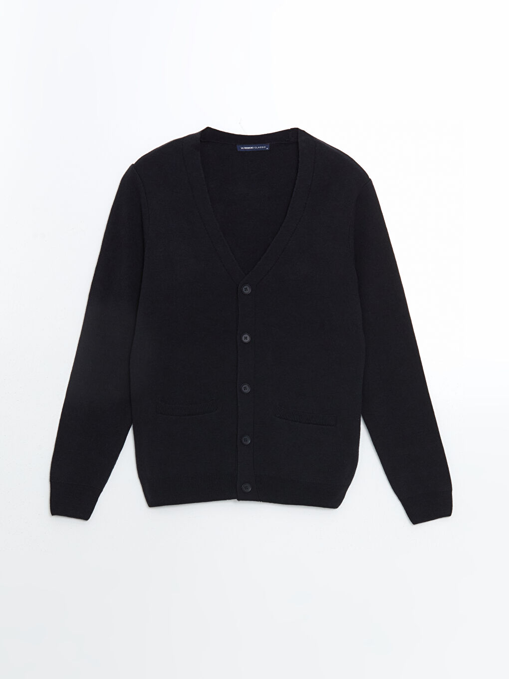 Lacivert Standart Kalıp V Yaka Erkek Triko Hırka-4