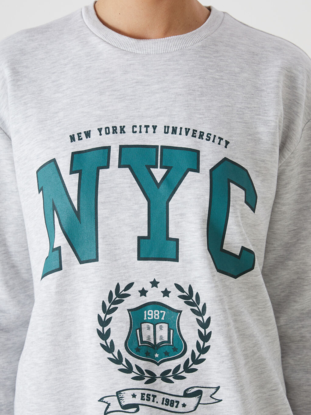 Crew Neck Printed Oversize Women's Thick Sweatshirt-2