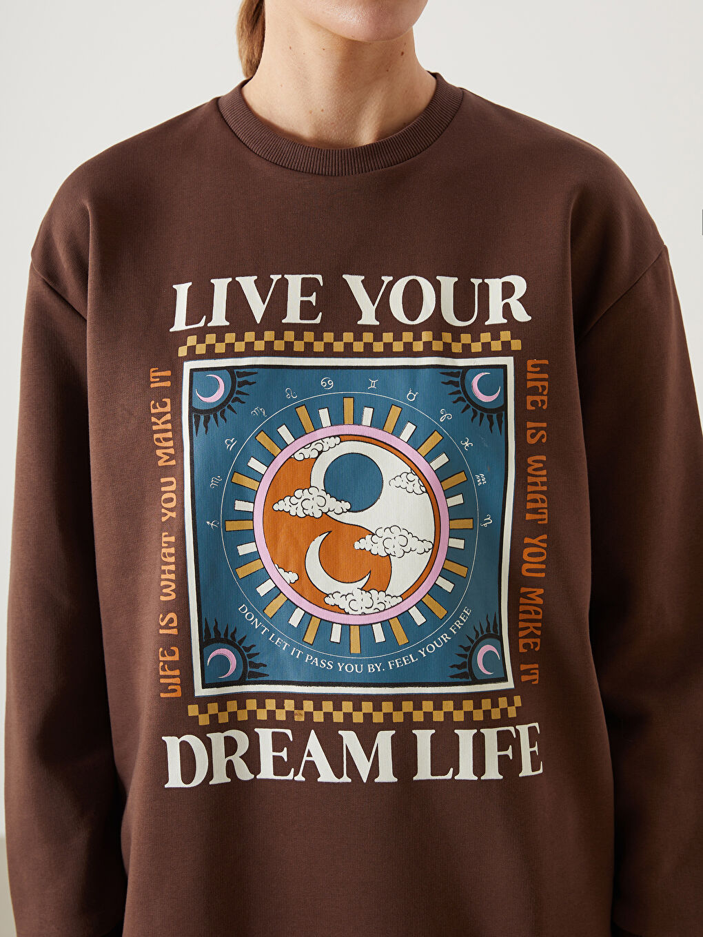 Crew Neck Printed Oversize Women's Thick Sweatshirt -W4GC37Z8-VKH