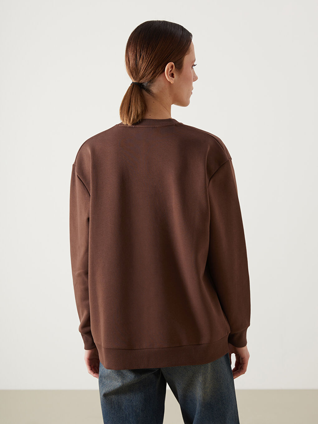Crew Neck Printed Oversize Women's Thick Sweatshirt -W4GC37Z8-VKH