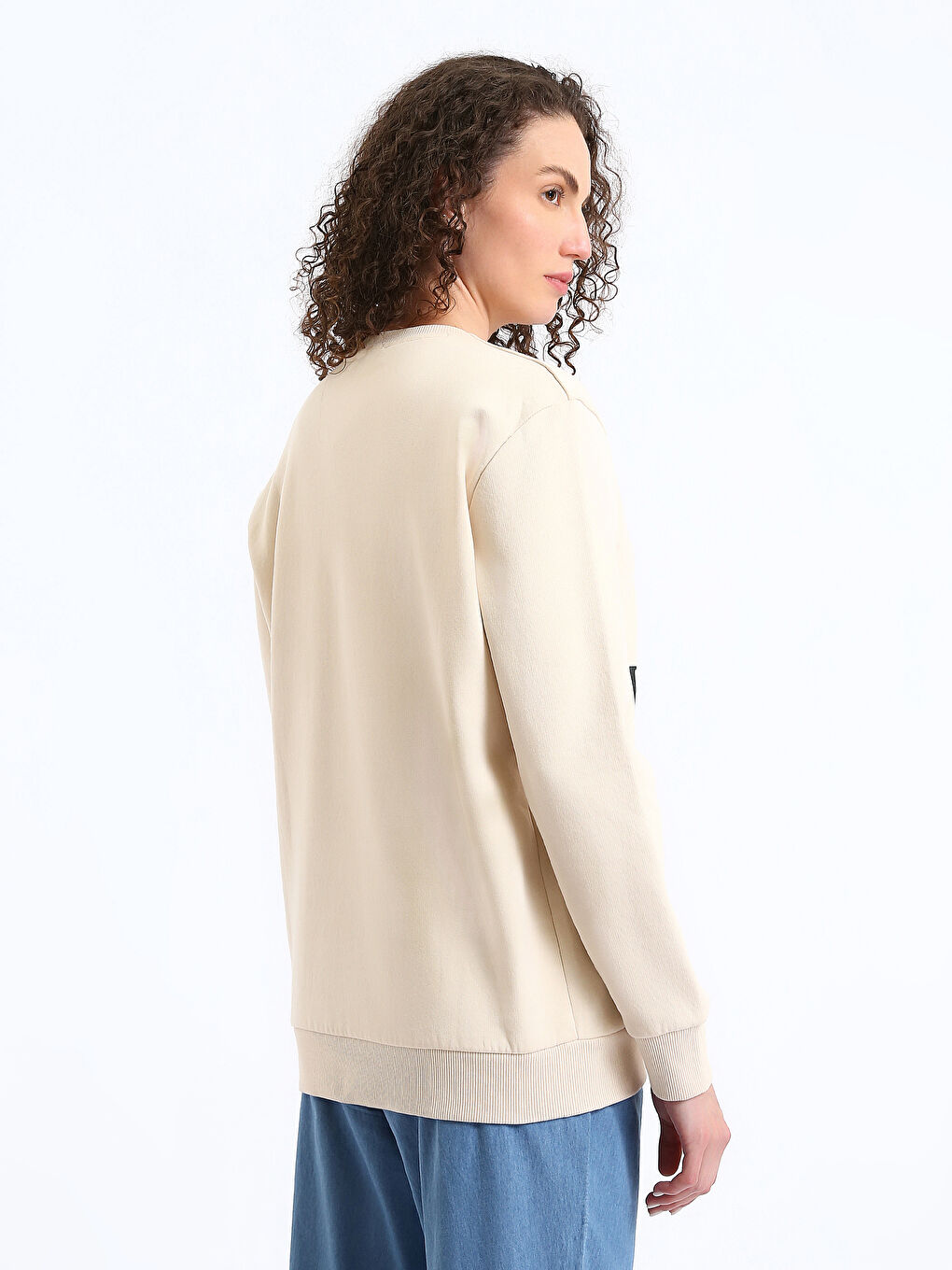 Crew Neck Printed Oversize Women's Thick Sweatshirt-4