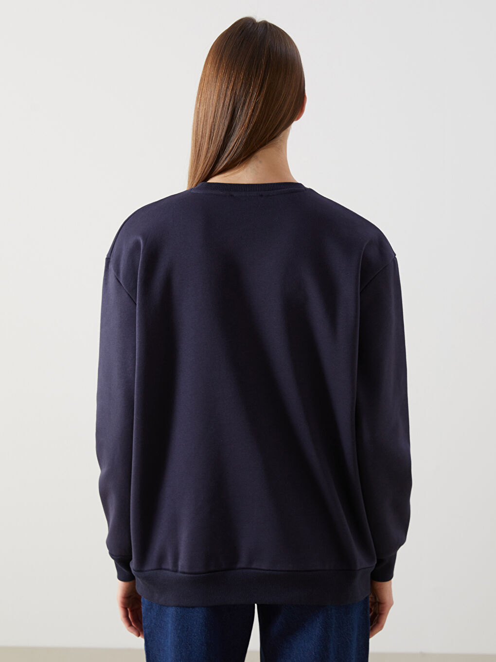 Crew Neck Printed Oversize Women's Thick Sweatshirt-3