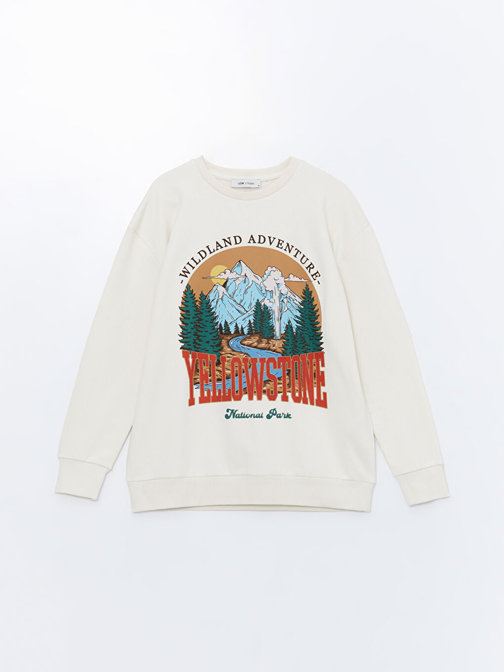 كنزة رياضية سميكة مطبوعة برقبة دائرية واسعة للسيدات-4