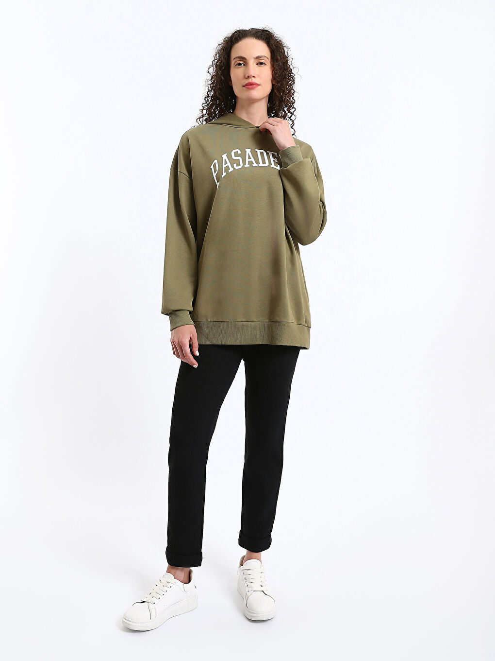 Printed Long Sleeve Oversize Women's Hoodie-1