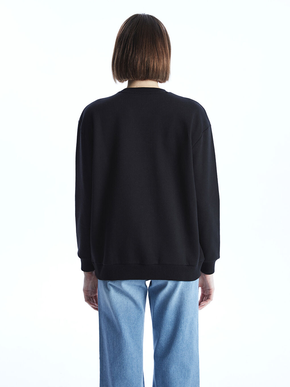 Crew Neck Printed Women's Thick Sweatshirt-3