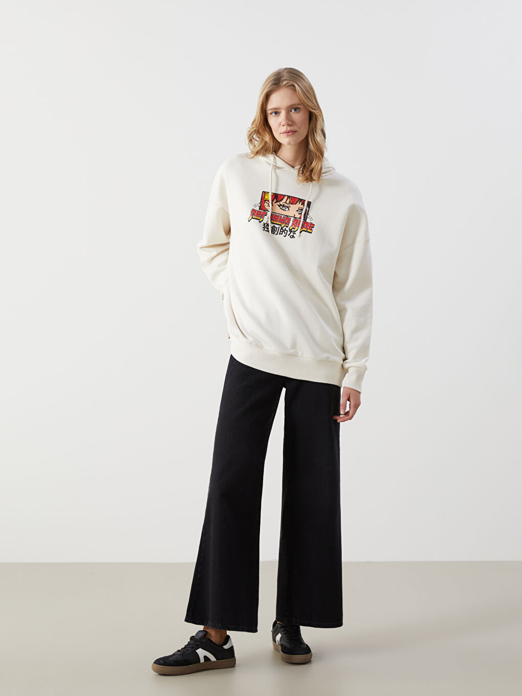 Printed Oversize Women's Hoodie -W4GC58Z8-FDU