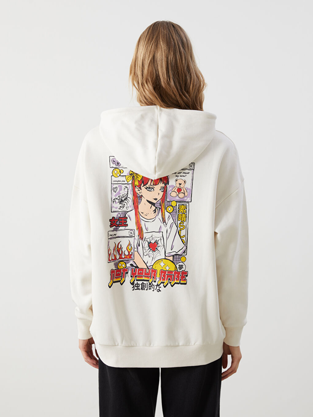 Printed Oversize Women's Hoodie -W4GC58Z8-FDU