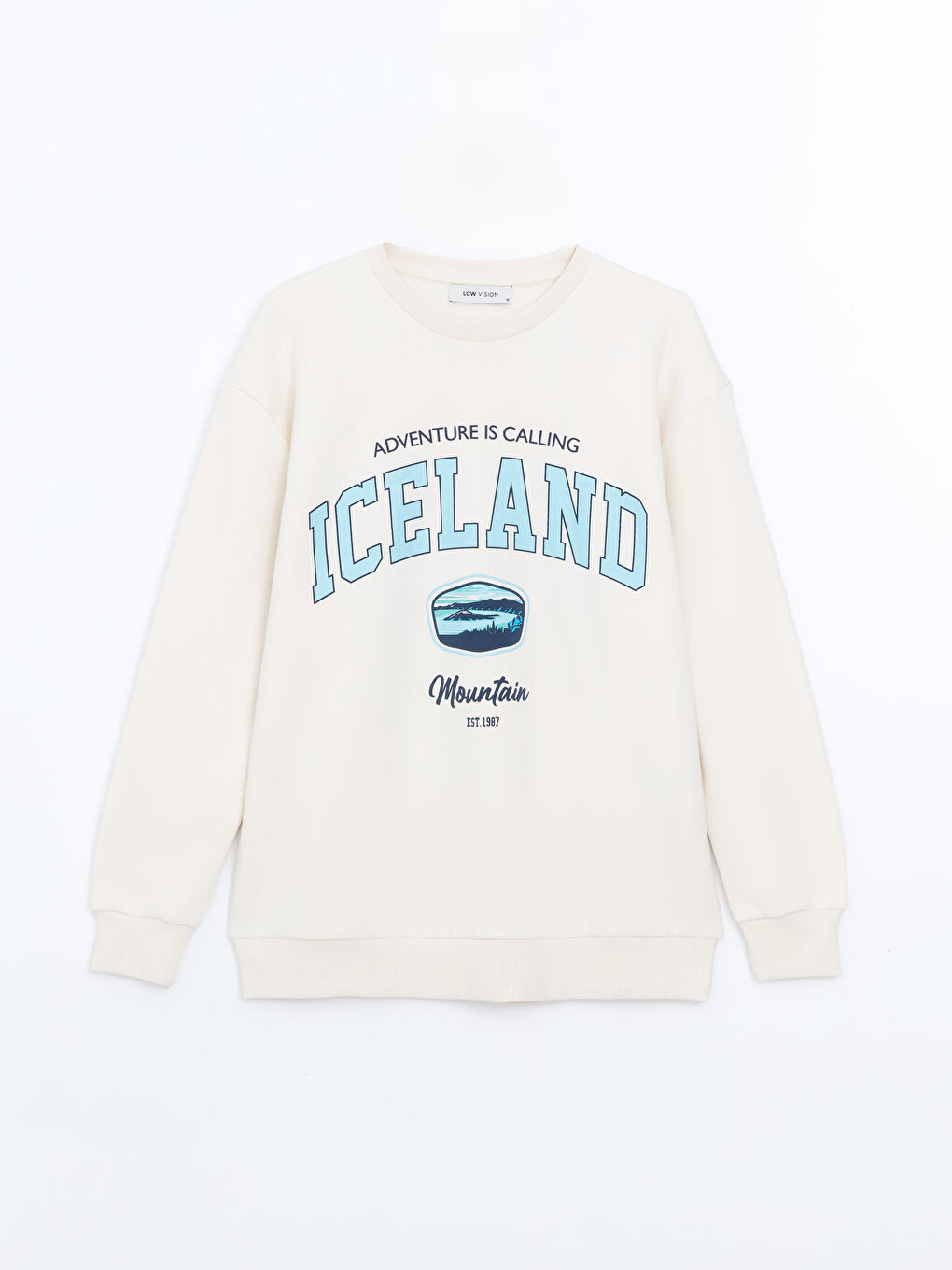 Crew Neck Printed Oversize Women's Thick Sweatshirt-4