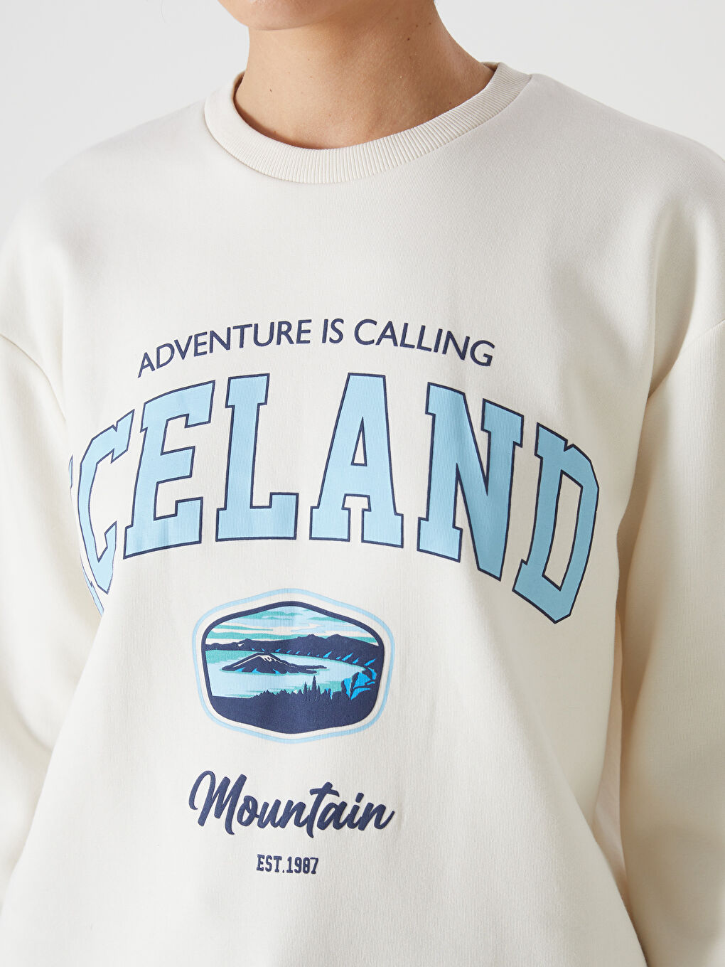 Crew Neck Printed Oversize Women's Thick Sweatshirt-2