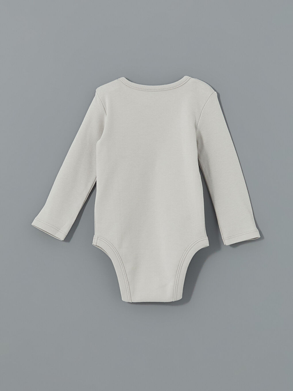 Gri Bisiklet Yaka Erkek Bebek Çıtçıtlı Bodysuit-2