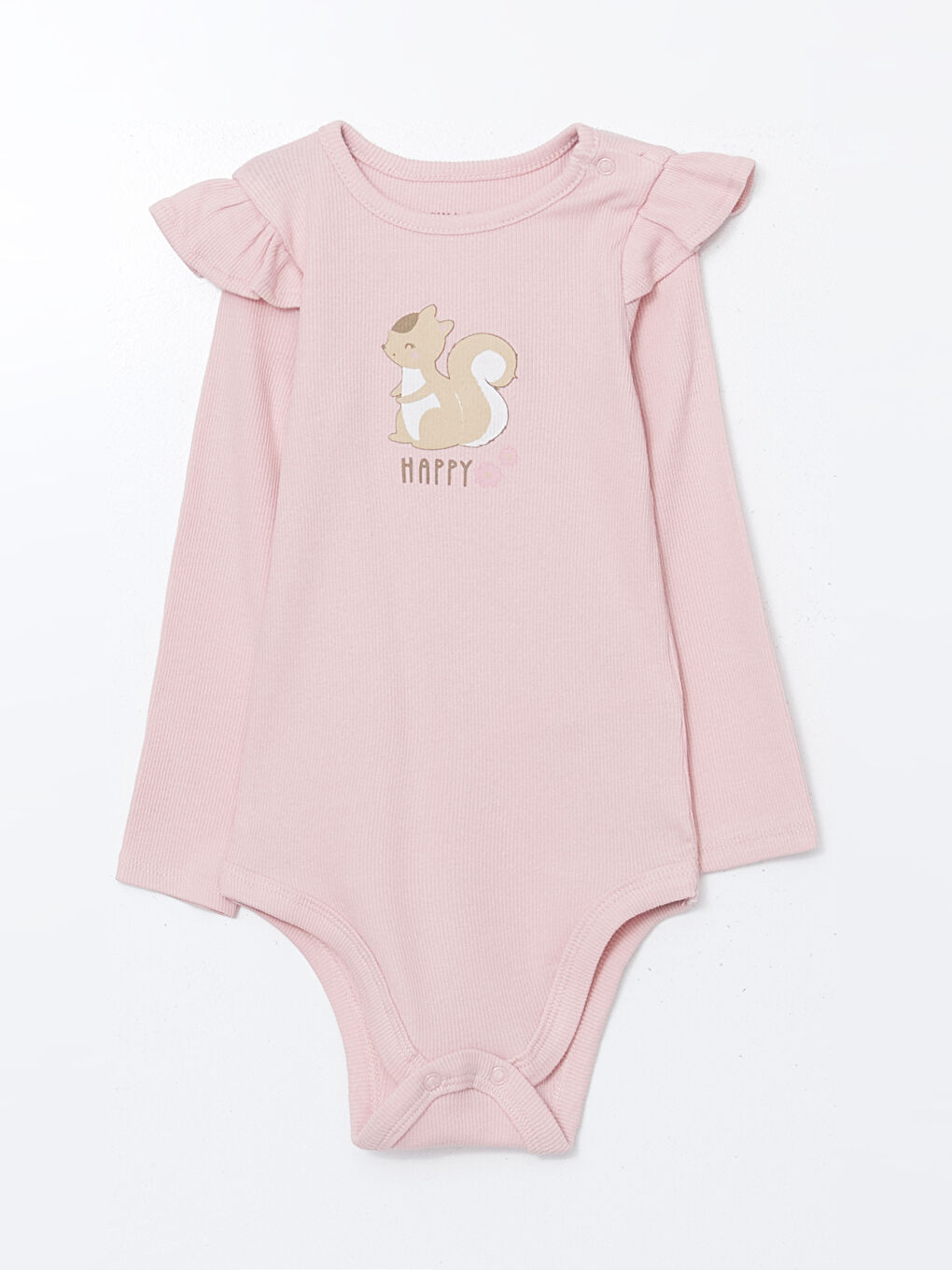 LCW baby Pembe Baskılı Kız Bebek Çıtçıtlı Body ve Pantolon 2'li - 1