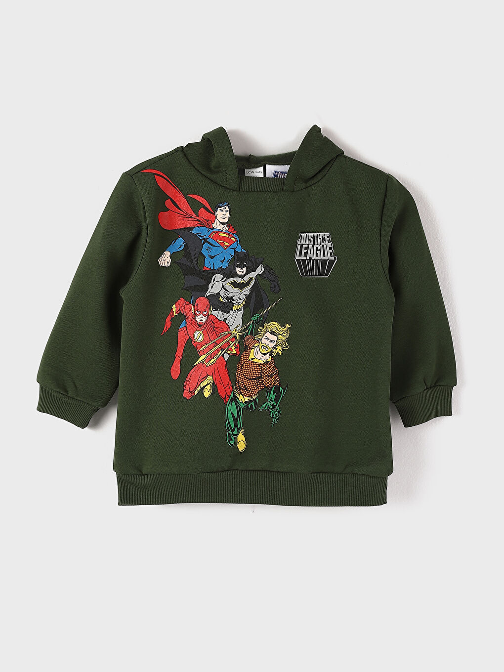 طقم 2 قطعة سويت شيرت بأكمام طويلة وبنطلون رياضي مطبوع بجستس ليج بكابوش للأولاد-1