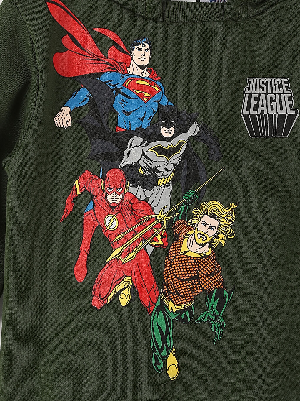 طقم 2 قطعة سويت شيرت بأكمام طويلة وبنطلون رياضي مطبوع بجستس ليج بكابوش للأولاد-5