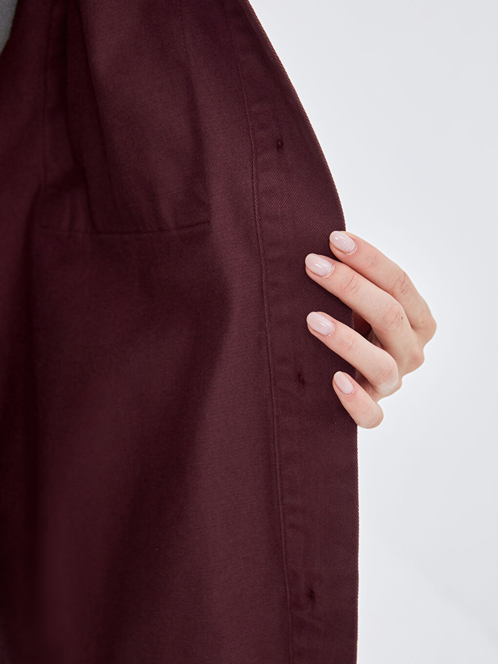 Bordo Oversize Kadın Gömlek Ceket-3