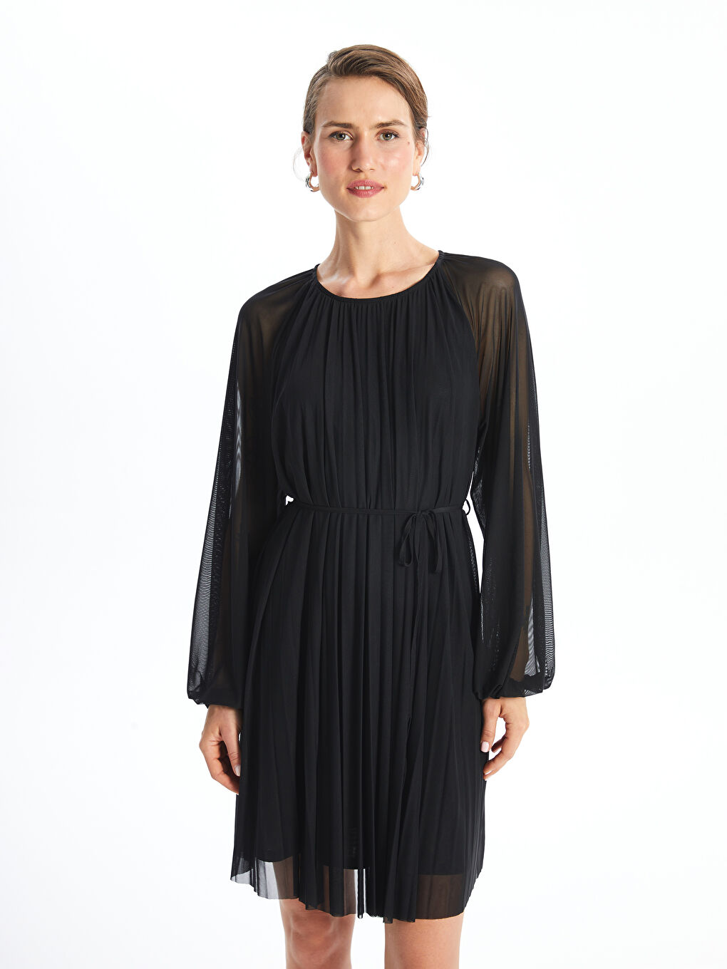 LC Waikiki Crew Neck Women's Chiffon Dress -W4GE91Z8-CVL